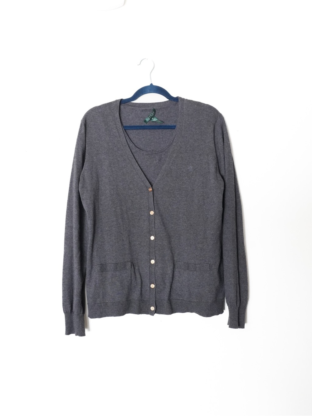 Lauren Ralph Lauren Cashmere Blend Grey Cardigan Tank Set